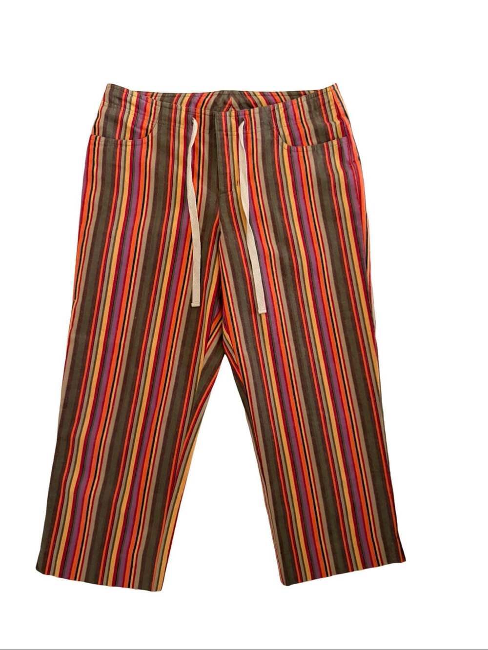 Ralph by Ralph Lauren Women's Striped Drawstring Wide Leg Capri Size 4